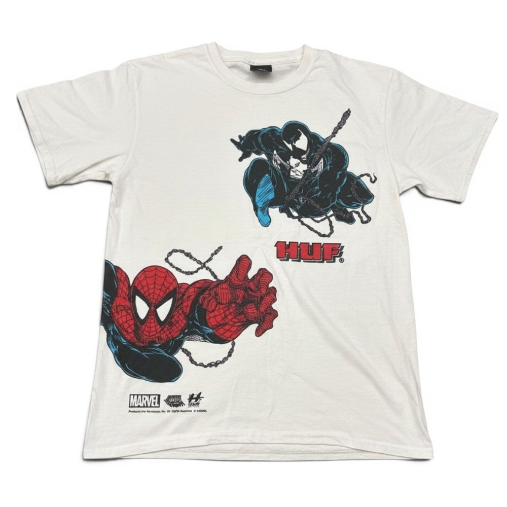 HUF x Marvel Spider-Man Venom Graphic T-Shirt Mens Medium White Streetwear